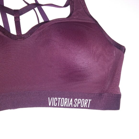 Victoria Secret Sports Bra 32B Incredible Lightweight Burgundy Solid Racerback - Picture 3 of 6